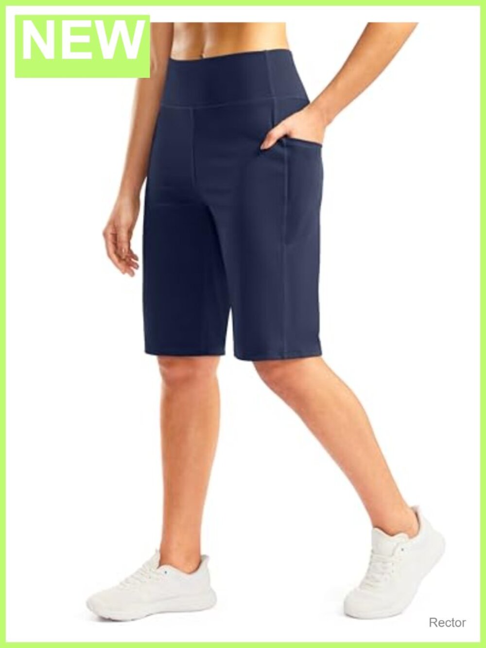 Women's Bermuda Shorts 12" Inseam Knee Length with Pockets Tummy Control Stretch